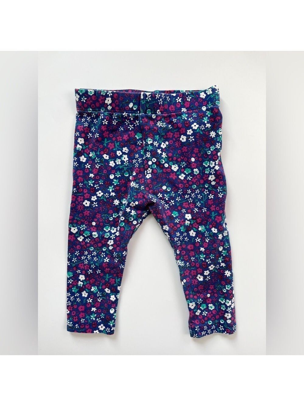 🩵 4/$20 Joe Fresh Blue and Red Leggings with Playful‎ Floral Design